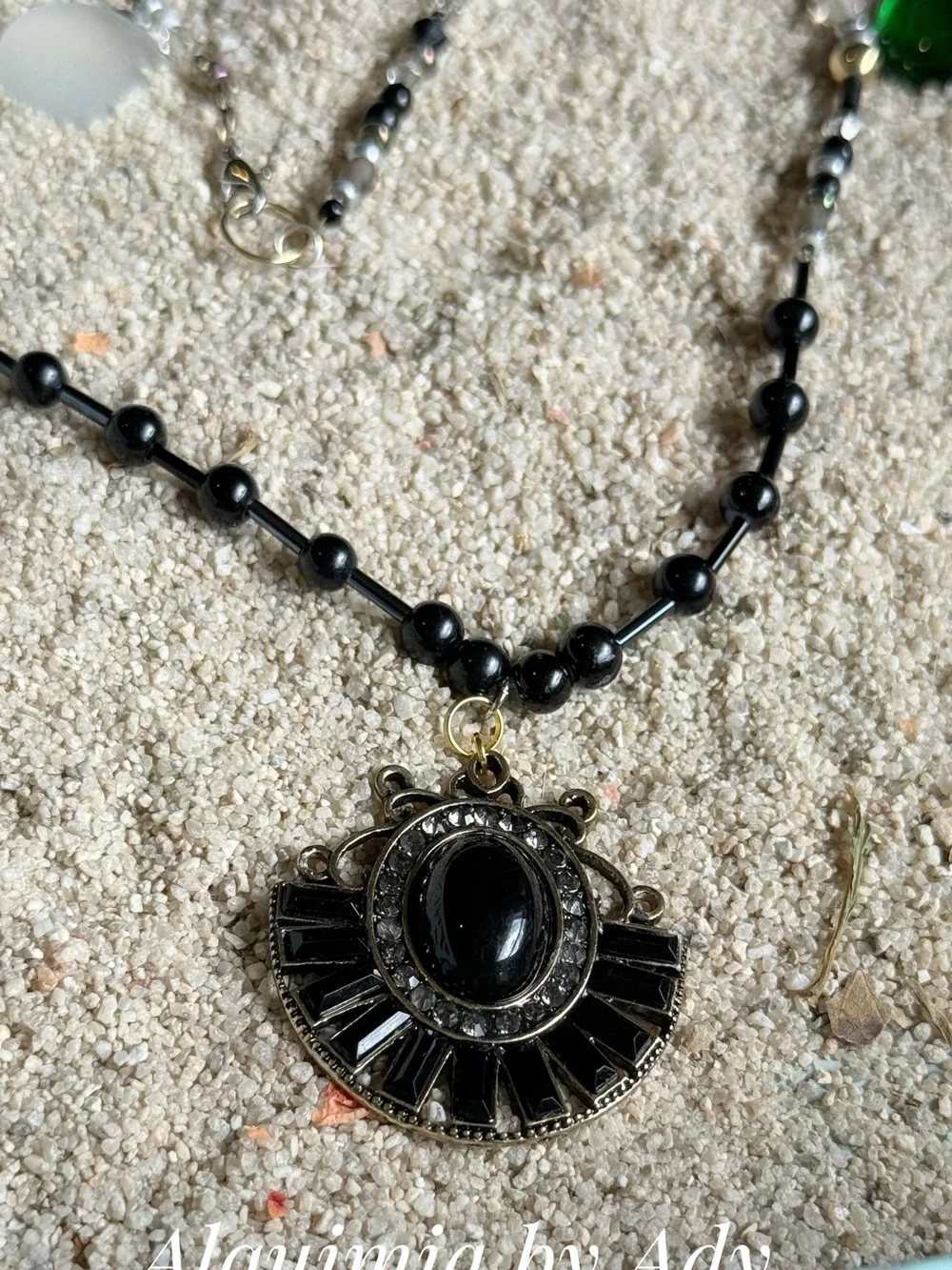 HIGH SUMMER + Black Faceted & Textured Beaded Necklace onyx